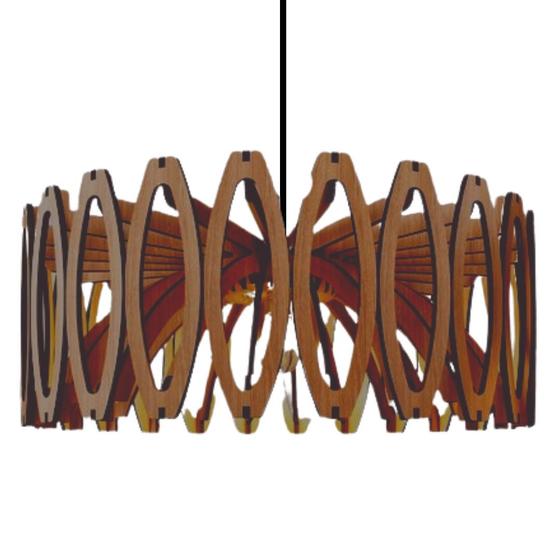 Luminária Teto tipo Pendente JADE MDF Completa Bola Cor Marrom