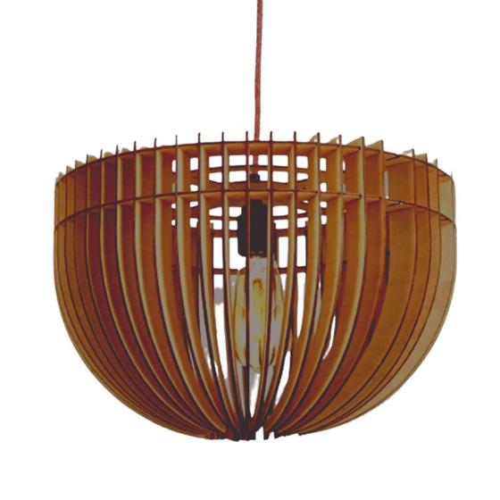 Imagem de Luminária Teto tipo Pendente PLUTÃO MDF - Completa - Cor: Marrom
