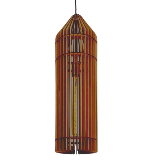 Imagem de Luminária Teto tipo Pendente TORRE MDF - Completa - Cor: Marrom