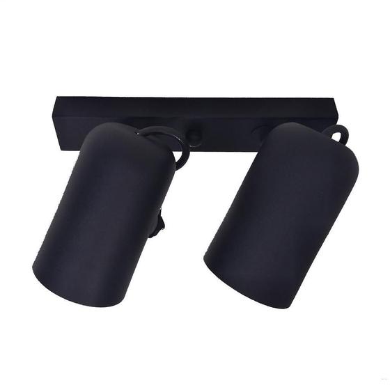 Luminária Teto Trilho 2 Spots Direcionáveis Luxo Preto 1272 Preludio Luminária de Teto
