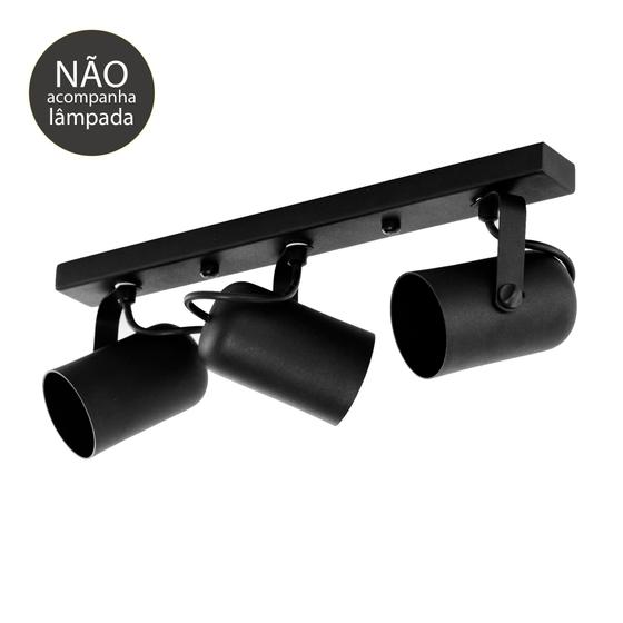 Imagem de Luminária Teto Trilho 3 Spots Direcionáveis Luxo Preto 1273