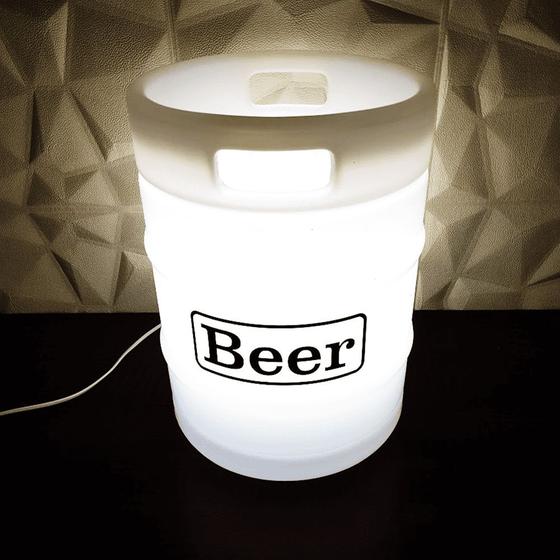 Luminária Tipo Barril Beer Lâmpada LED Cor Branco Para Iluminar e