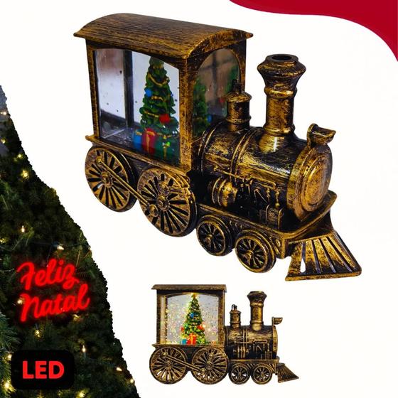 Imagem de Luminaria Trem com Luz Led Amarelado Decoração enfeite de natal expresso polar Arvore de Natal 13Cm