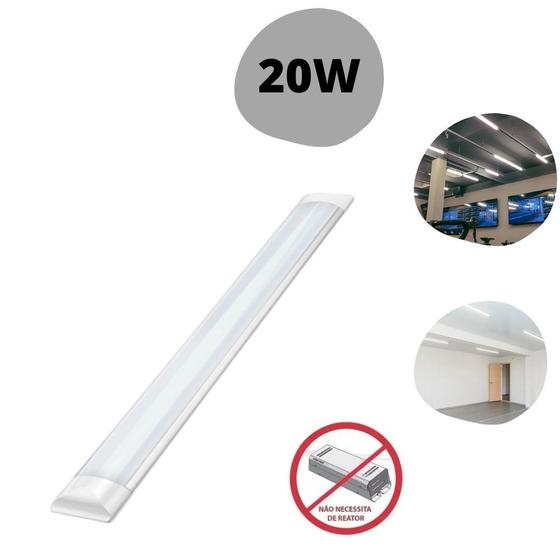 Luminária Tubular De Sobrepor Led Slim 20w 60cm Branco Frio 1202 Menor preço em Luminária Tubular De Sobrepor Led Slim 20w 60cm Branco Frio 1202