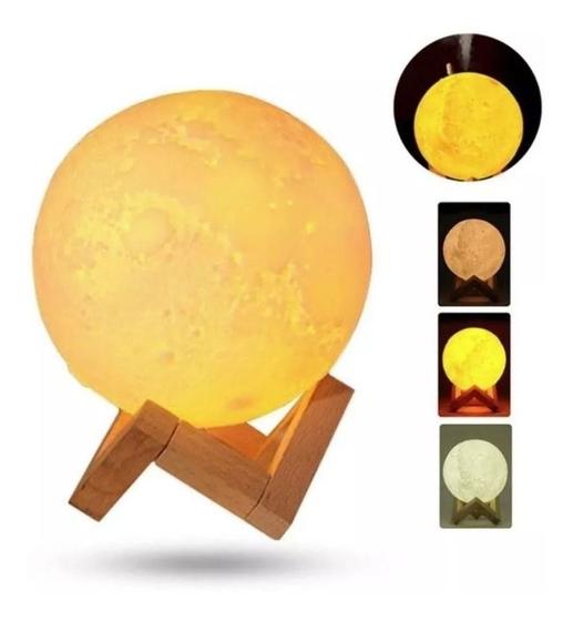 Imagem de Luminária Umidificador Lua Cheia 3d Usb/touch