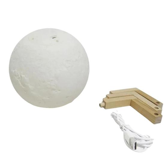 Imagem de  Luminária Umidificador Lua Cheia Led 3D Usb