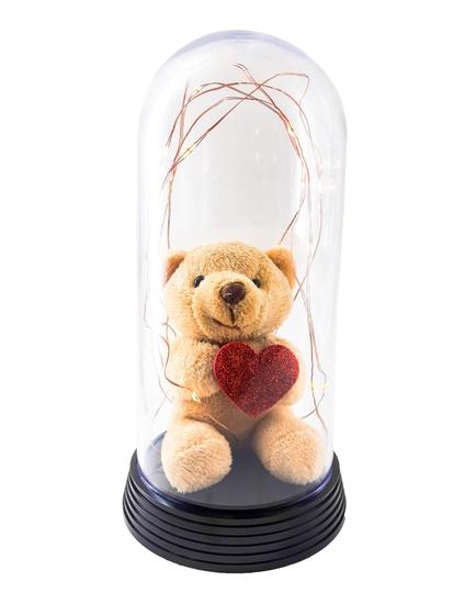 Imagem de Luminária Urso De Pelúcia Coração Base Preto Presente Amor