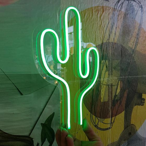 Imagem de Luminoso Parede Letreiro Criativo CACTO - Neon LED Verde