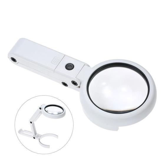 Imagem de Lupa Com 8 Leds Dobrável 5x E 11x Com Cabo Usb 2 Em 1