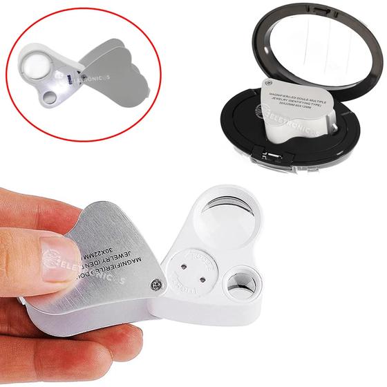 Imagem de Lupa Conta Fio 30x 60x Lente Dupla Com LED Branco Portátil Profissional Alta Resolução 9889