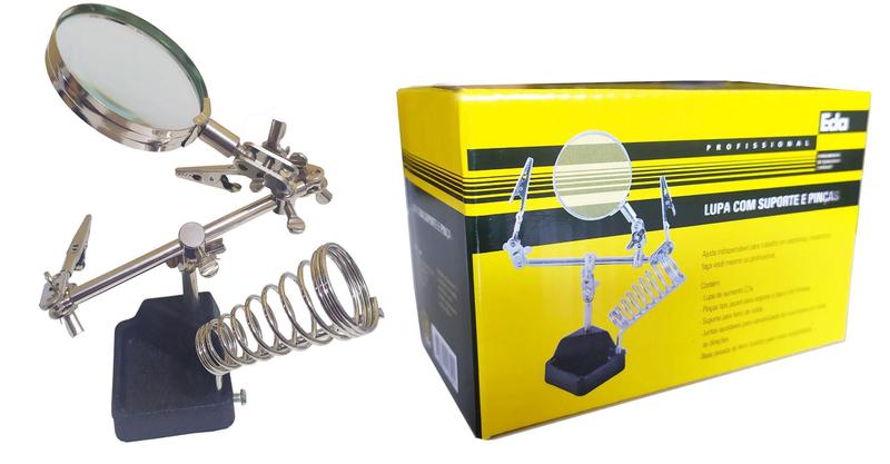 Imagem de Lupa De Aumento Com Suporte E Pinça Para Ferro De Solda