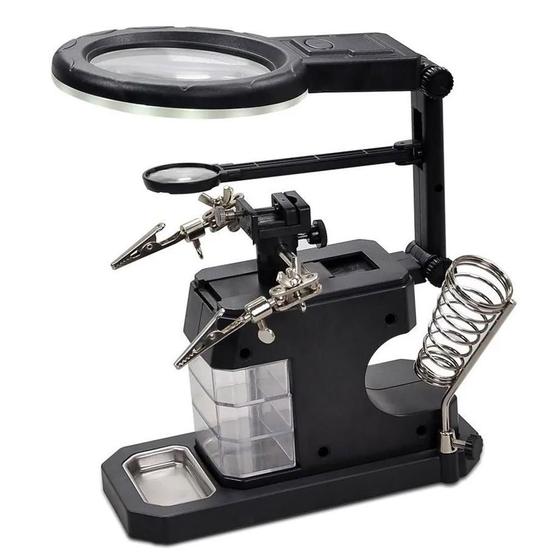 Lupa De Bancada Suporte De Ferro Solda Led Garra Gaveta Mesa Menor preço em Lupa De Bancada Suporte De Ferro Solda Led Garra Gaveta Mesa