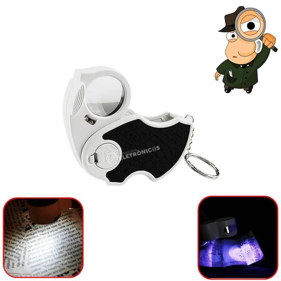 Lupa De Bolso 25mm Conta Fios Luz LED Branco e Uv Relojoeiro Ourives 45x 7101 - Jiaxi Imagem de Lupa De Bolso 25mm Conta Fios Luz LED Branco e Uv Relojoeiro Ourives 45x 7101