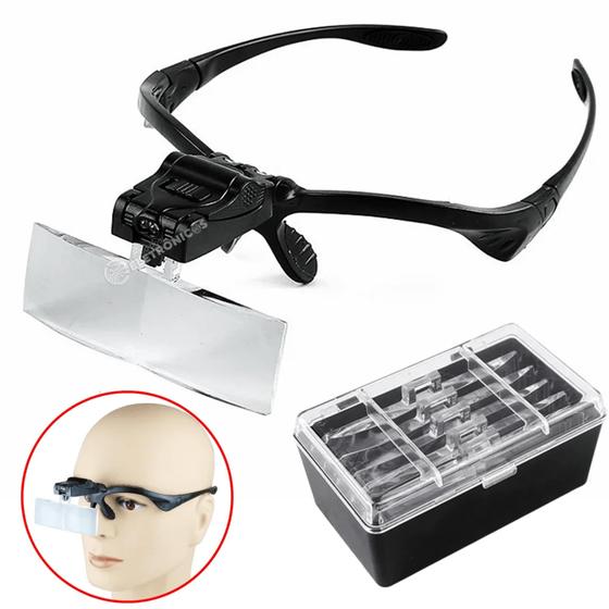 Imagem de Lupa De Cabeça Profissional Iluminação 2 Leds Com 5 Lentes Para Estética E Leitura XM60251