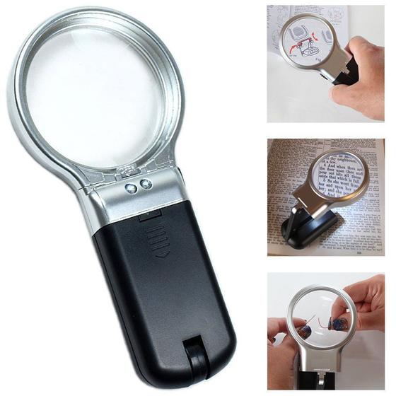 Lupa de Mão Com Luz 2 Leds dobravel 3x1 CBRN01491 Menor preço em Lupa de Mão Com Luz 2 Leds dobravel 3x1 CBRN01491