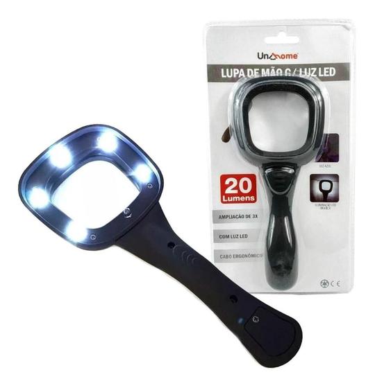 Imagem de Lupa De Mão Com Luz Led 20 Lumens E 3X Ampliação - Unyhome