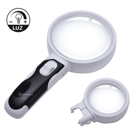 Lupa de Mão Profissional Lente Intercambiável 5x 16x 2 Leds 77390B Menor preço em Lupa de Mão Profissional Lente Intercambiável 5x 16x 2 Leds 77390B
