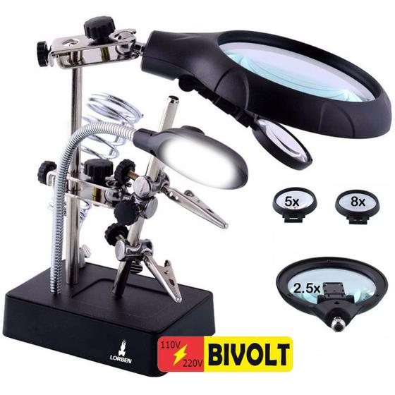 Imagem de Lupa de Mesa com Garras e Iluminação Led Lorben - GT120