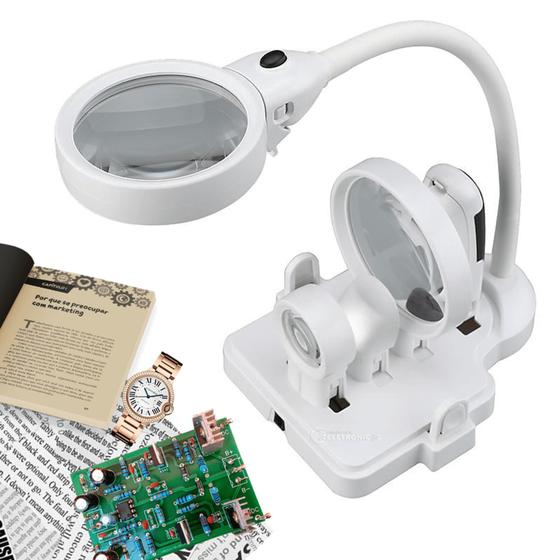 Imagem de Lupa de Mesa Multi-Uso Com Luz Sensor de Toque 120lux Recarregável Laboratório ou Casa XM60202