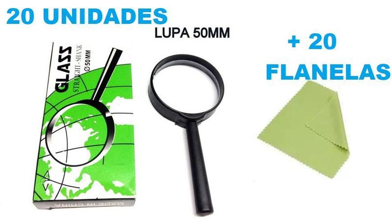 Lupa Glass Straight Shank Tamanhos 50mm 20 Unidades mais 20 Flanelas Microfibras 11 Cm Menor preço em Lupa Glass Straight Shank Tamanhos 50mm 20 Unidades mais 20 Flanelas Microfibras 11 Cm