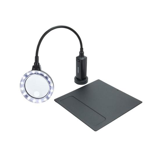 Imagem de Lupa Iluminada 16 LEDs Zoom 2X, haste flexível e base magnética
