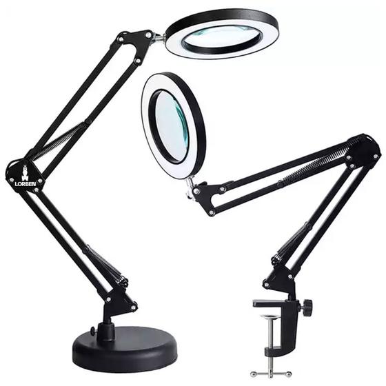 Lupa Luminária 10X Articulável Led Ring Light Garra Base Lorben Menor preço em Lupa Luminária 10X Articulável Led Ring Light Garra Base Lorben