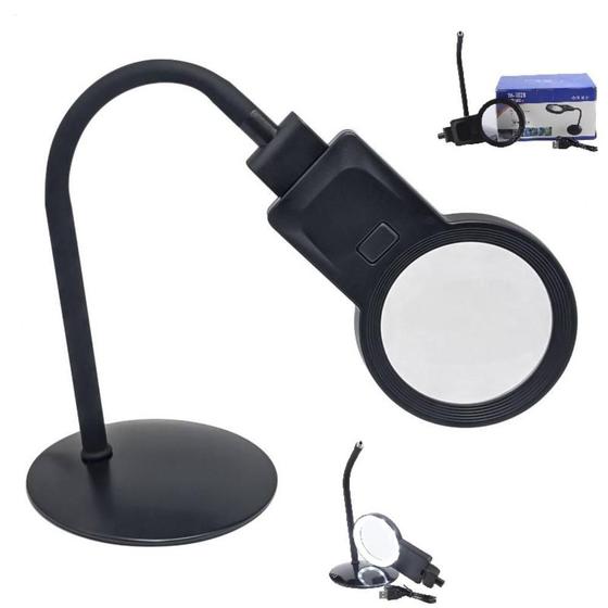 Imagem de Lupa luminaria aumento 10 leds 4,5x mesa bancada estetica eletronica articulada manicure ring light