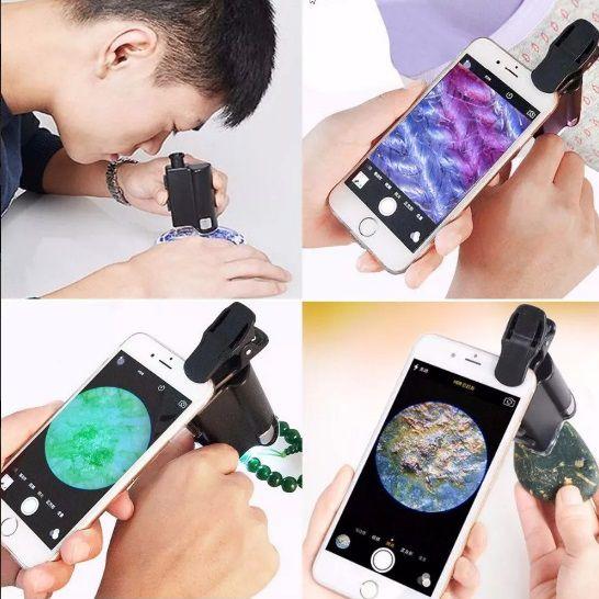 Imagem de Lupa Microscópio Conta Fios para uso normal ou com celular 60 a 100x  + case