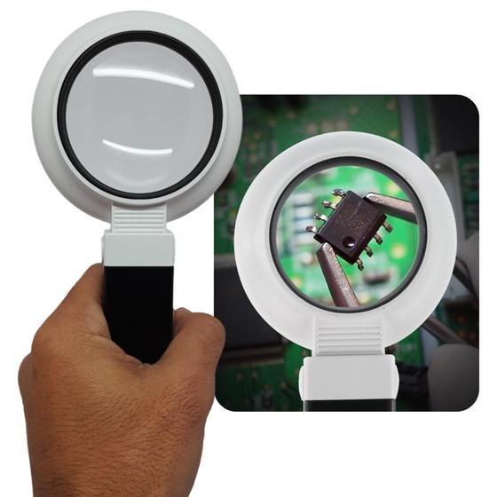Imagem de Lupa Multifuncional Com Iluminação e Ângulo Articulável Ideal Para Leitura TH7020B