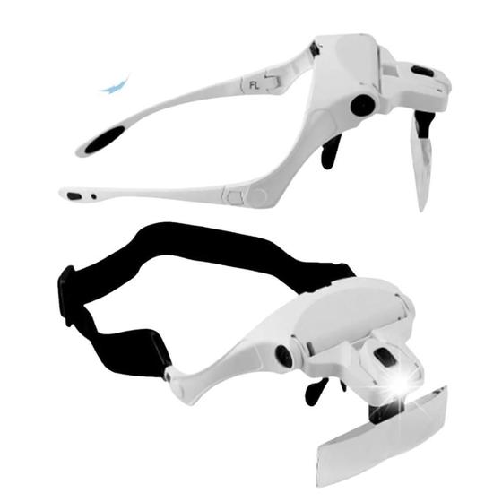 Imagem de Lupa Óculos De Cabeça Com Lentes De Aumento E Iluminação Led