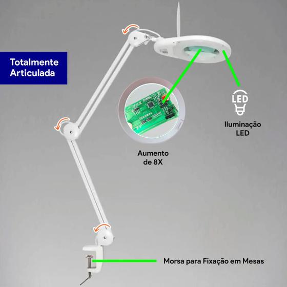 Lupa Profissional para Bancada com Led IP-68LED - IMPAC Menor preço em Lupa Profissional para Bancada com Led IP-68LED - IMPAC