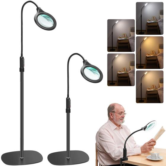 Imagem de Lupa TOMSOO 10X com Light & Stand 5 modos de cor