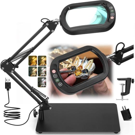 Imagem de Lupa Veemagni 10X com Light & Stand, 5 modos de cores