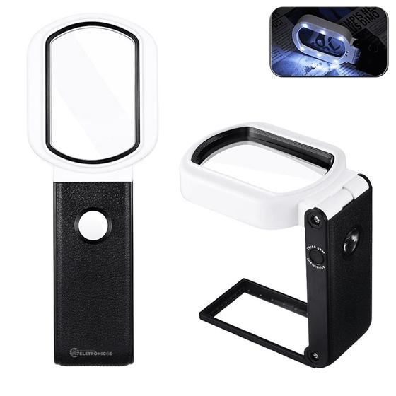 Imagem de Lupa Zoom de Mão e mesa 7 LEDs Brancos 2 UV de Identificação Cabo Ajustável Flexível 10x 25x TH7018