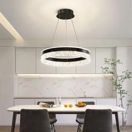 Imagem de Lustre 1 Anel 50cm Cristal Pendente Moderno