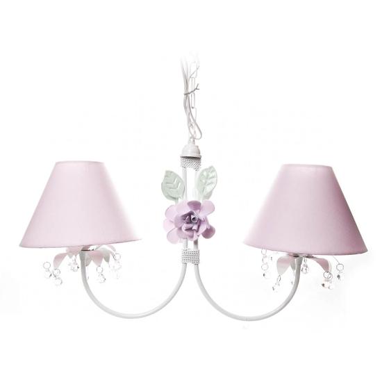 Imagem de Lustre 2L Primavera Transparente 2 Flores G Rosa Infantil