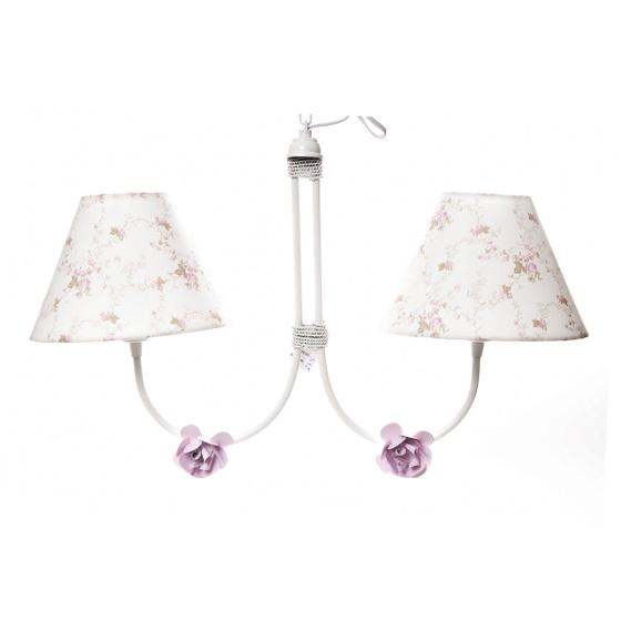 Imagem de Lustre 2L Simples 2 Flores P Rosa Quarto Bebê Infantil