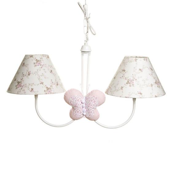 Imagem de Lustre 2L Simples Com 2 Borboletas Quarto Bebê Infantil Menina