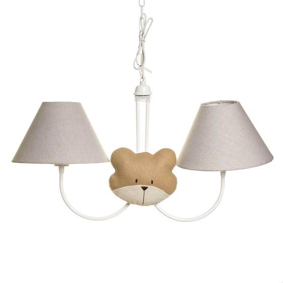 Imagem de Lustre 2L Simples Com 2 Caras De Urso Quarto Bebê Infantil Menino