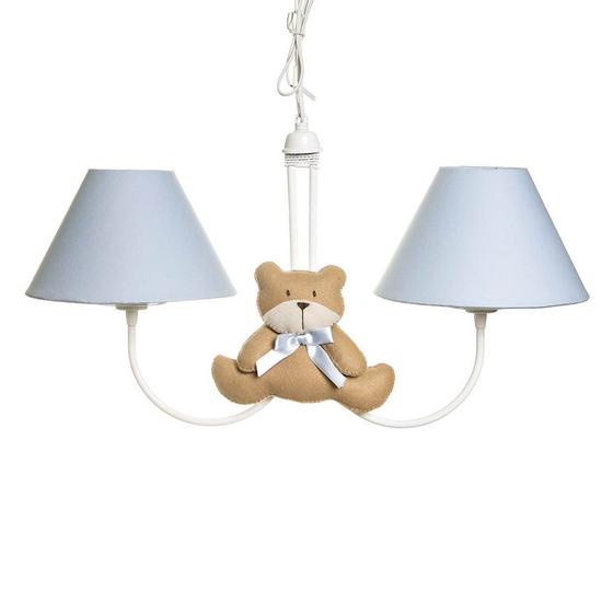 Imagem de Lustre 2L Simples Com 2 Ursos Com Laço Quarto Bebê Infantil Menino