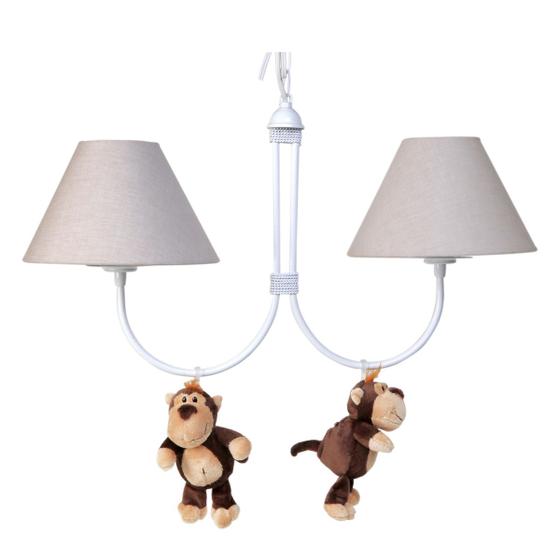 Imagem de Lustre 2L Simples Floresta Com 2 Macacos Quarto Bebê Infantil Menina Menino