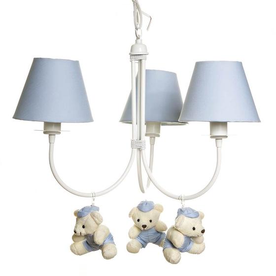 Imagem de Lustre 3L Ariel Com 3 Ursinhos De Boné Quarto Bebê Infantil