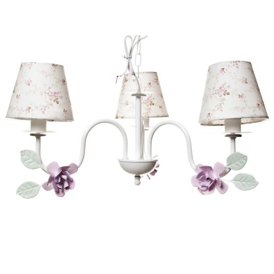 Imagem de Lustre 3L Simples 3 Flores G Rosa Quarto Bebê Infantil