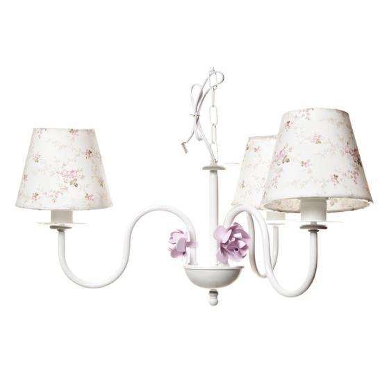 Imagem de Lustre 3L Simples 3 Flores P Rosa Quarto Bebê Infantil