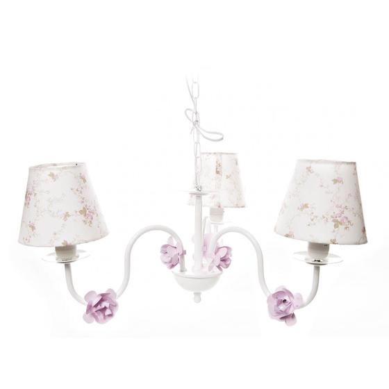 Imagem de Lustre 3L Simples 6 Flores P Rosa Quarto Bebê Infantil Menina