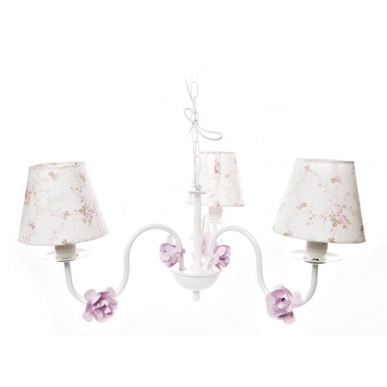 Imagem de Lustre 3L Simples 6 Flores P Rosa Quarto Bebê Infantil Menina