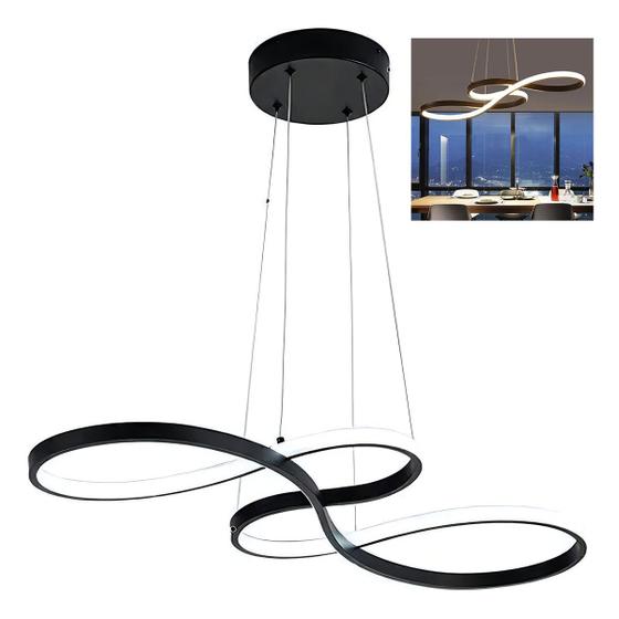 Imagem de Lustre Arco Infinito 3 em 1 LED Pendente Iluminaçao Luxo Sala Recepçao Hall de Entrada Restaurante Residencial Comercial Decorativo