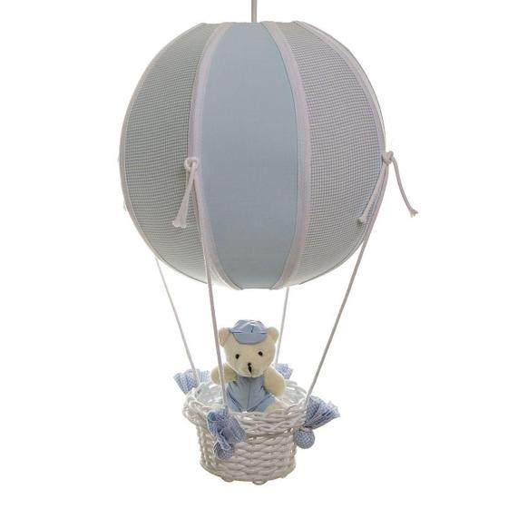 Imagem de Lustre Balão Bolinha Urso Azul Quarto Bebê Infantil Menino