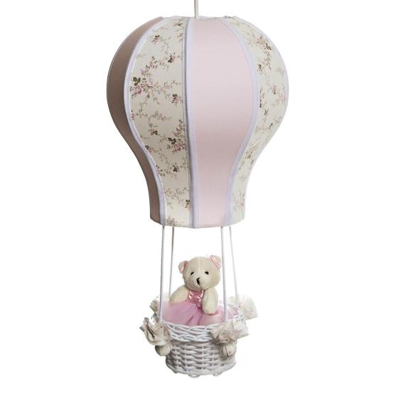 Imagem de Lustre Balão Cintura Ursa Rosa Quarto Bebê Infantil Menina