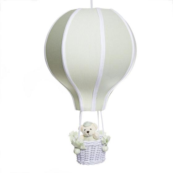 Imagem de Lustre Balão Grande Verde Com Ursinho Quarto Bebê Infantil